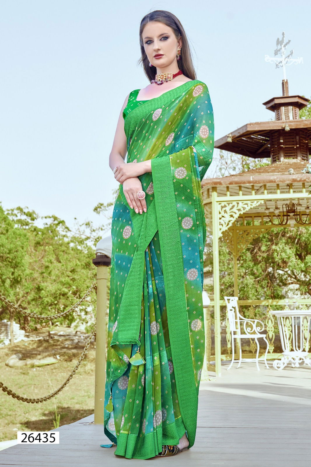 Rabia By Vallabhi Georgette Bandhani Printed Sarees Online Wholesale